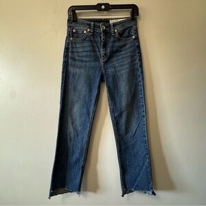 rag & bone Ryan Straight Ankle Leg Jeans Raw High Low Hem SZ 25